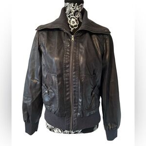 Miss London Vintage Dark Gray Faux Moto Style Zipper Jacket Size XL